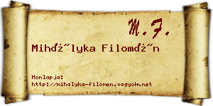 Mihályka Filomén névjegykártya
